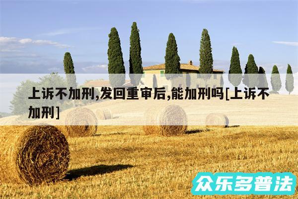 上诉不加刑,发回重审后,能加刑吗及上诉不加刑