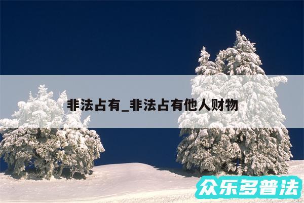 非法占有_非法占有他人财物