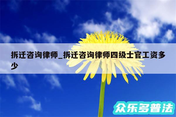 拆迁咨询律师_拆迁咨询律师四级士官工资多少