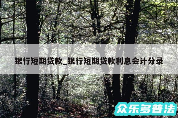 银行短期贷款_银行短期贷款利息会计分录