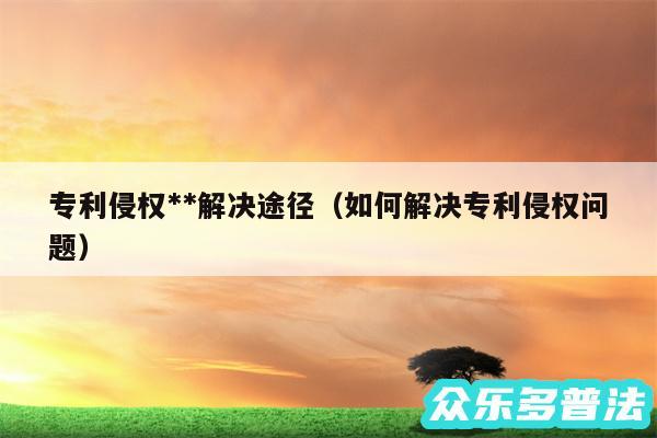 专利侵权**解决途径以及如何解决专利侵权问题