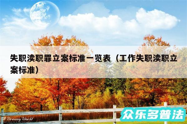失职渎职罪立案标准一览表以及工作失职渎职立案标准