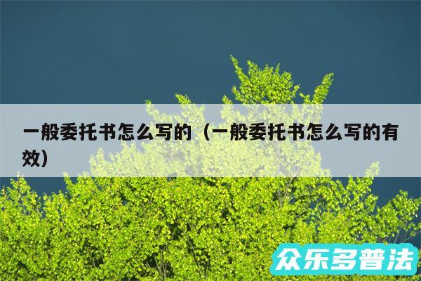 一般委托书怎么写的以及一般委托书怎么写的有效
