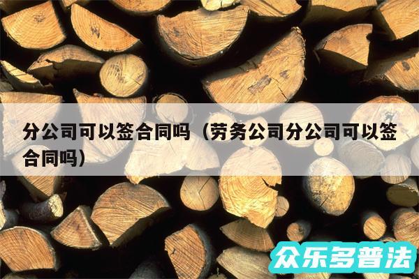 分公司可以签合同吗以及劳务公司分公司可以签合同吗