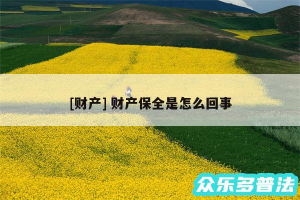及财产 财产保全是怎么回事