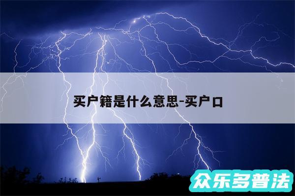 买户籍是什么意思-买户口