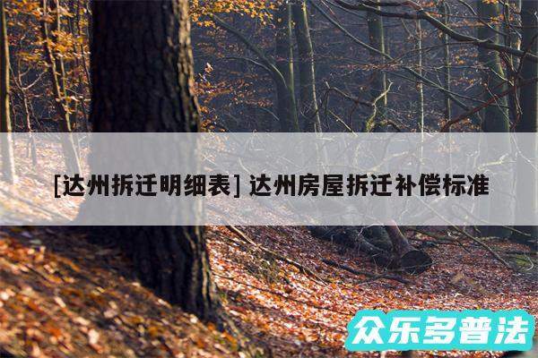 及达州拆迁明细表 达州房屋拆迁补偿标准