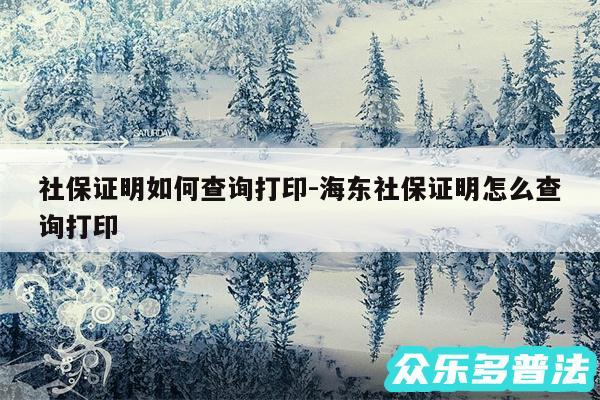 社保证明如何查询打印-海东社保证明怎么查询打印