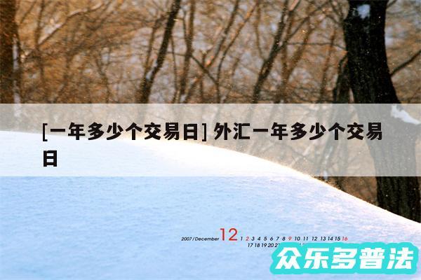 及一年多少个交易日 外汇一年多少个交易日