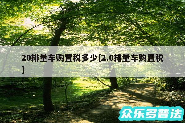 20排量车购置税多少及2.0排量车购置税