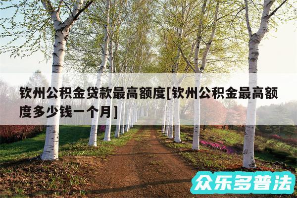 钦州公积金贷款最高额度及钦州公积金最高额度多少钱一个月