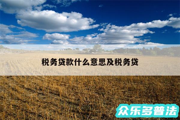税务贷款什么意思及税务贷