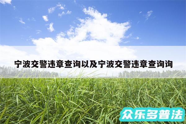宁波交警违章查询以及宁波交警违章查询询