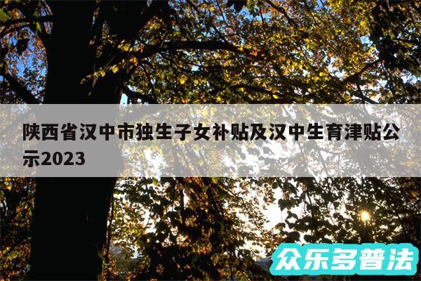 陕西省汉中市独生子女补贴及汉中生育津贴公示2024