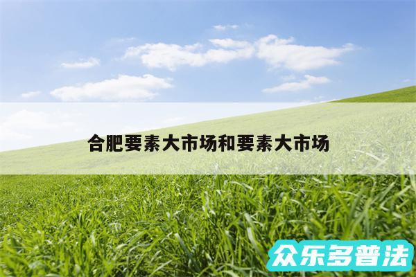 合肥要素大市场和要素大市场