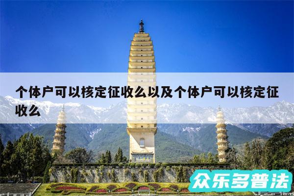 个体户可以核定征收么以及个体户可以核定征收么