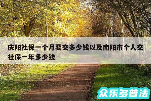 庆阳社保一个月要交多少钱以及南阳市个人交社保一年多少钱