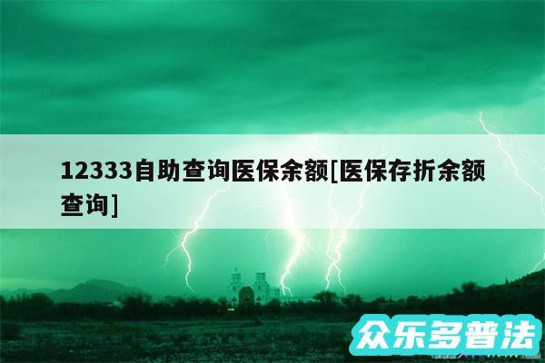 12333自助查询医保余额及医保存折余额查询