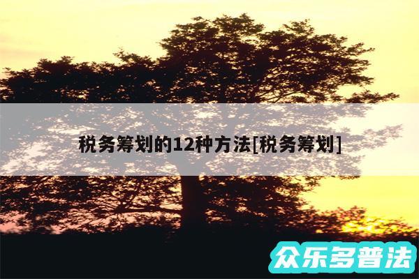 税务筹划的12种方法及税务筹划