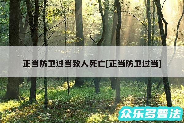 正当防卫过当致人死亡及正当防卫过当