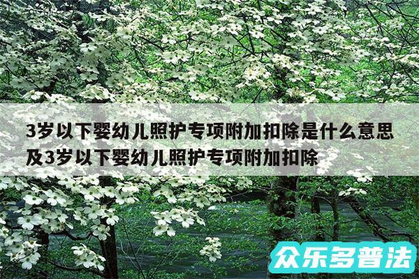 3岁以下婴幼儿照护专项附加扣除是什么意思及3岁以下婴幼儿照护专项附加扣除