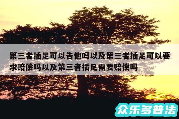 第三者插足可以告他吗以及第三者插足可以要求赔偿吗以及第三者插足需要赔偿吗