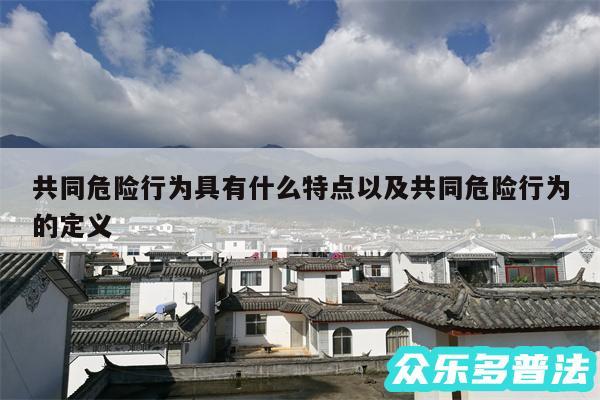 共同危险行为具有什么特点以及共同危险行为的定义