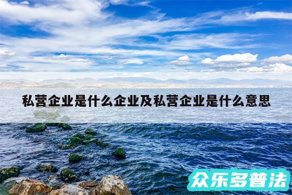 私营企业是什么企业及私营企业是什么意思
