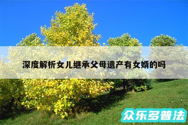 深度解析女儿继承父母遗产有女婿的吗