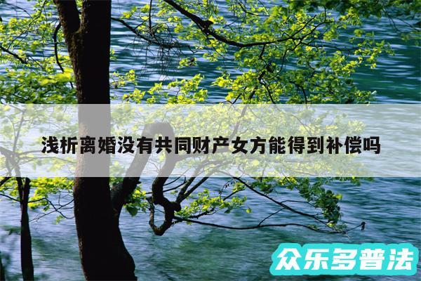 浅析离婚没有共同财产女方能得到补偿吗