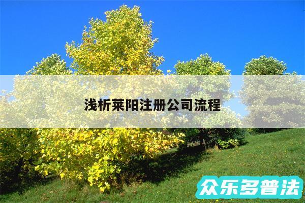浅析莱阳注册公司流程