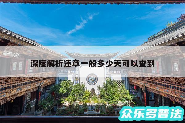 深度解析违章一般多少天可以查到