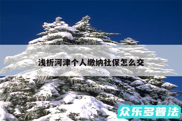 浅析河津个人缴纳社保怎么交
