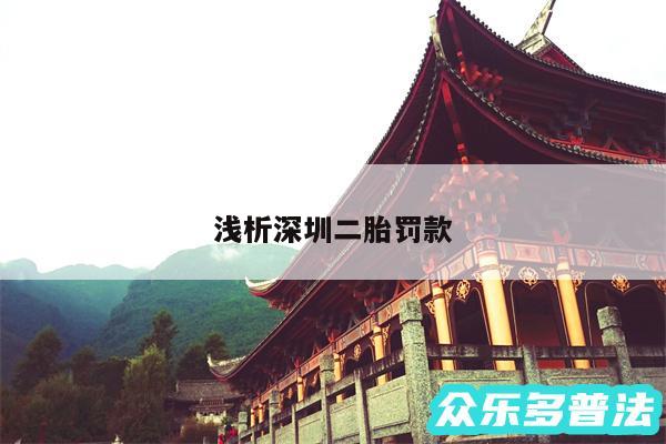 浅析深圳二胎罚款