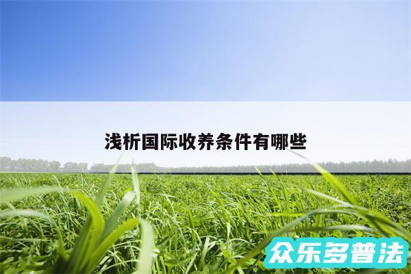 浅析国际收养条件有哪些