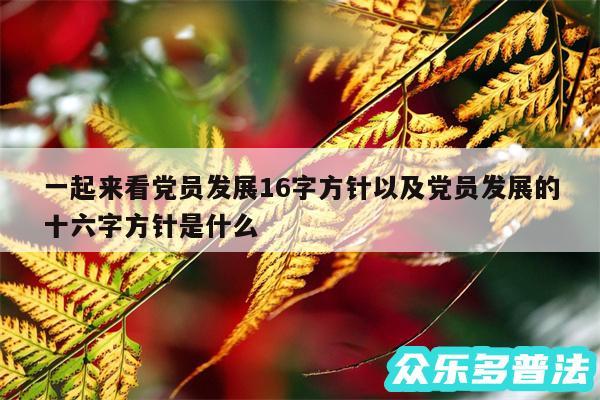 一起来看党员发展16字方针以及党员发展的十六字方针是什么