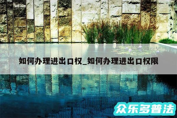 如何办理进出口权_如何办理进出口权限